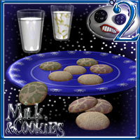 Milk and Cookies props (with a plate), good for Poser 5 and above (uses shaders) -  RDNA Christmas Freebie